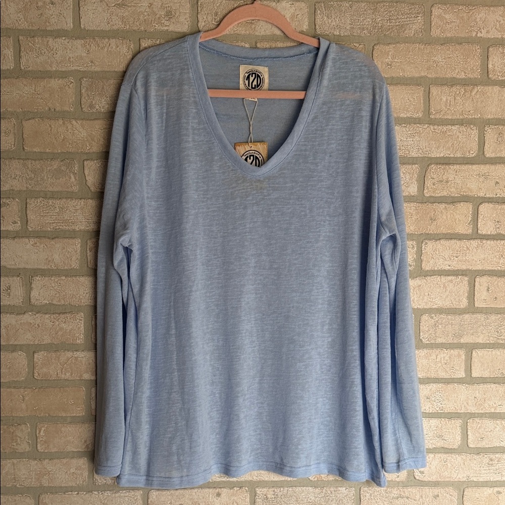 NWT baby blue lightweight Tee2urdoor sweater size 2XL